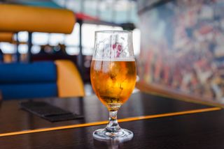 glass of beer on bar