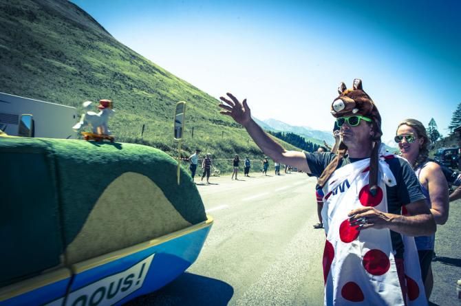 Col de Peyresourde. I know what I'll do today that pig hat I was given for Christmas - I've found just the occassion to wear it..Nice touch with the ciggy!