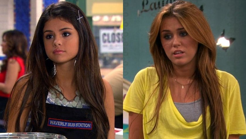 From L to R: Alex looking at Justin in the Wizards of Waverly Place finale, Miley looking at Lily in the Hannah Montana Forever finale.