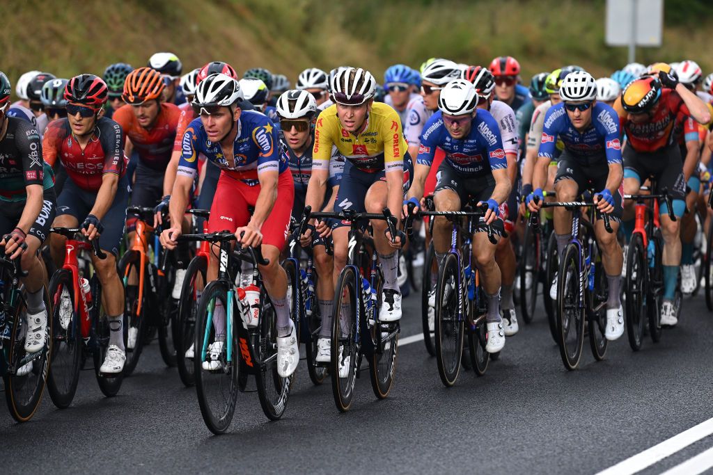 Leader into the stage Tim Merlier (Soudal-Quick Step) in the peloton