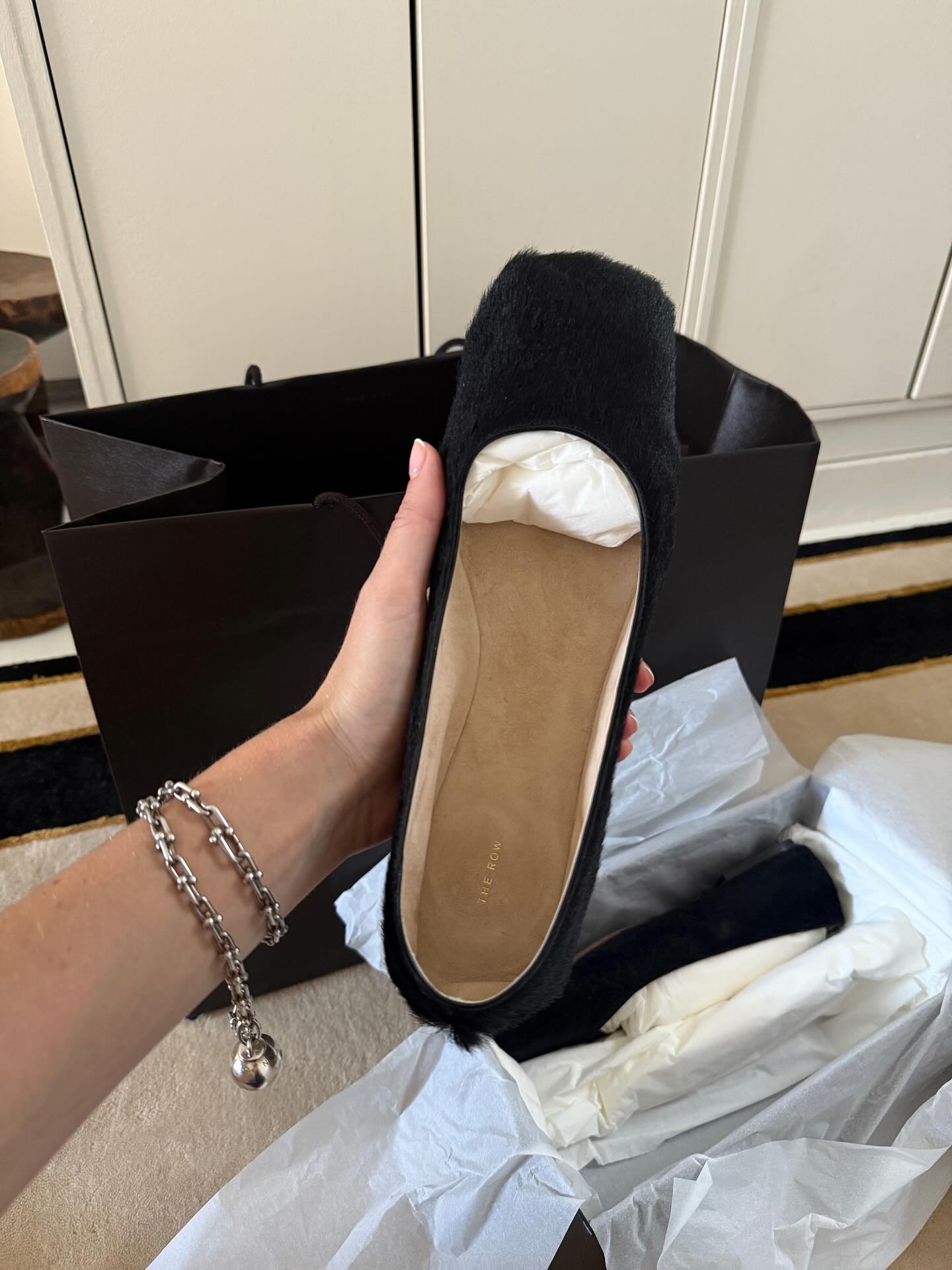 The Row calf hair ballet flats