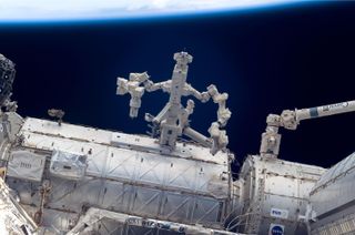 Dextre, NASA's space handy-robot, is seen here, in 2008, on top of the Destiny Laboratory Module of the International Space Station (ISS).