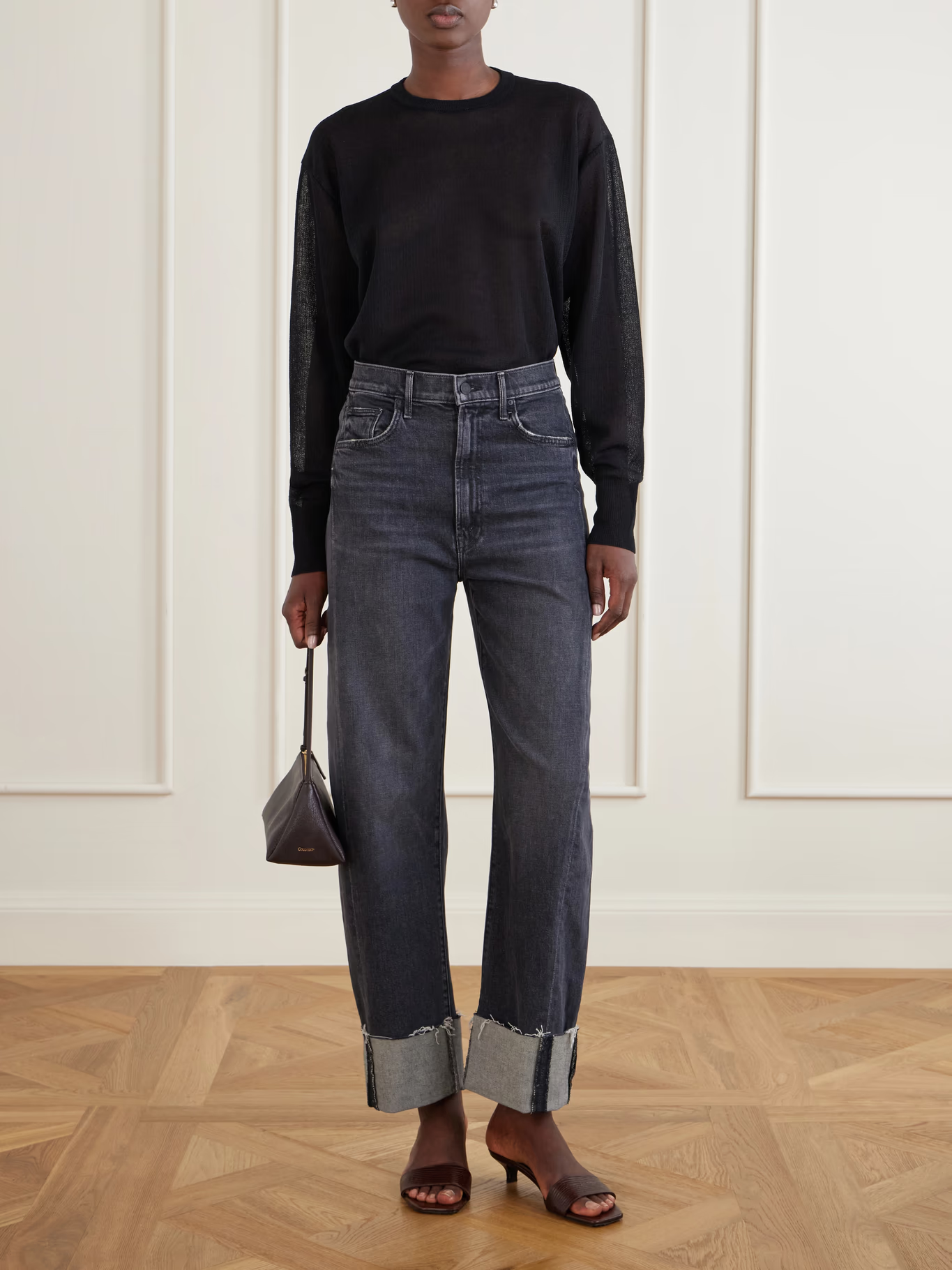 Mother, The Half Pipe Ankle Cuff Fray High-rise Barrel-leg Jeans