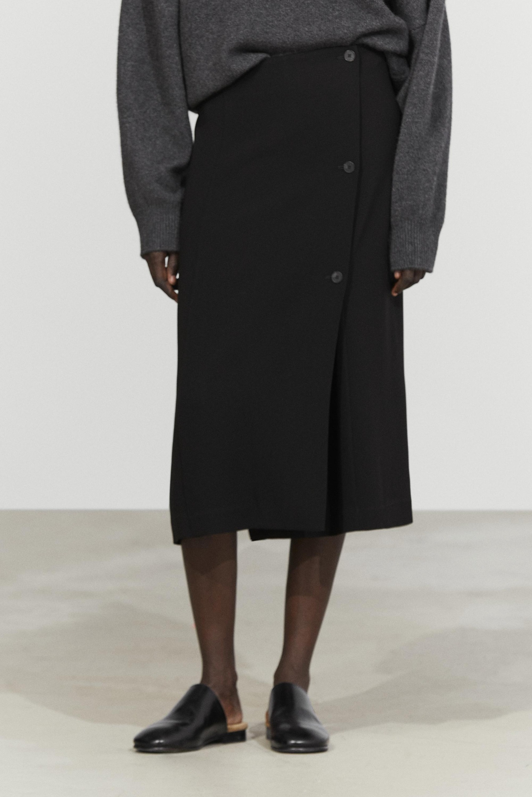 Midi Skirt With Button Detail