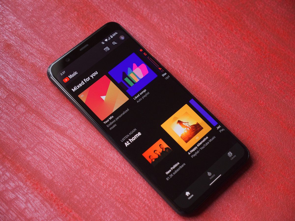 YouTube Music on a Pixel 4 XL