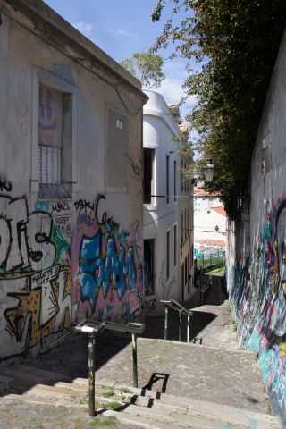 Graffiti passage way in Lisbon
