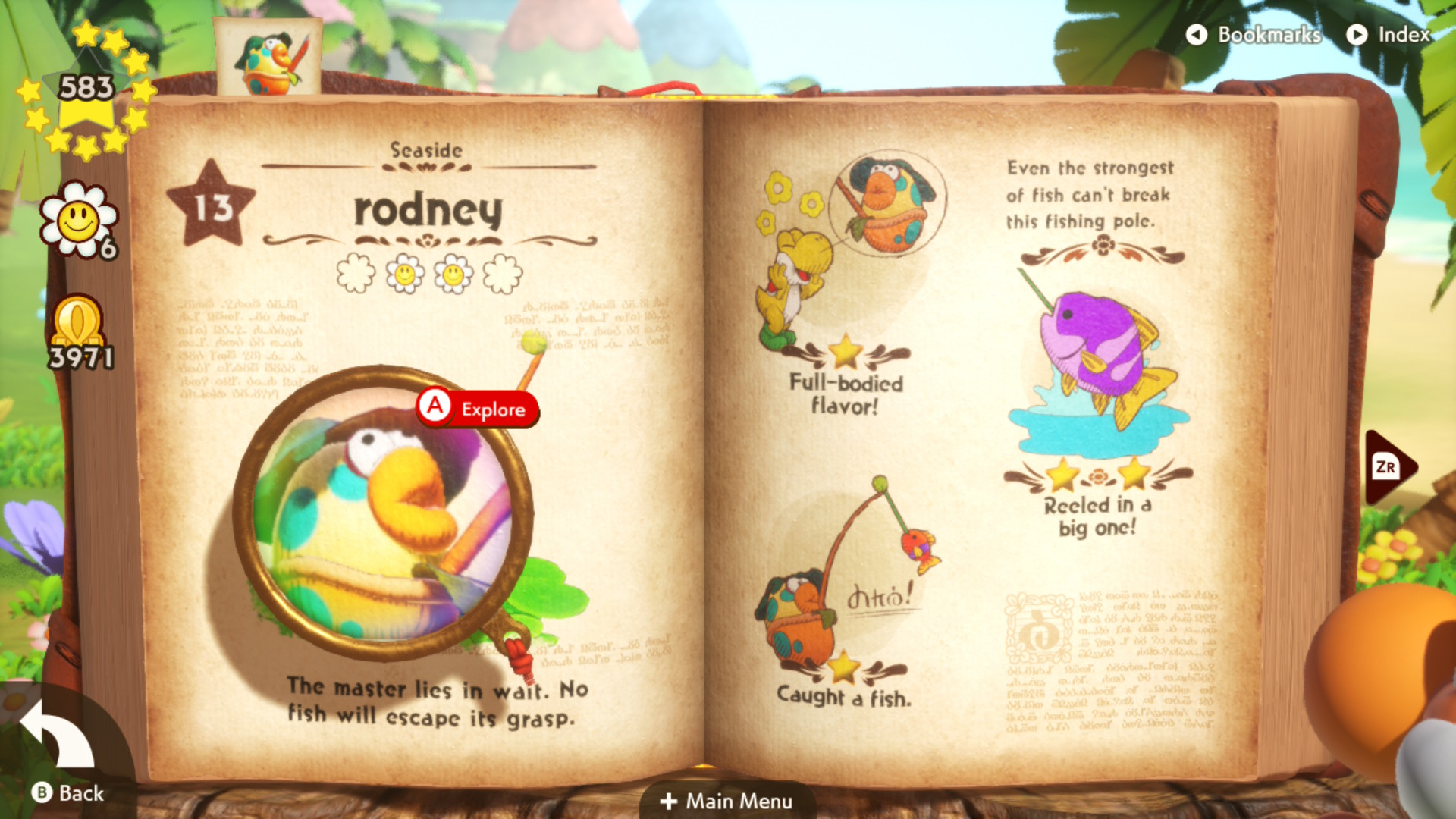 A fish-like creature with a rod in Yoshi and the Mysterious Book