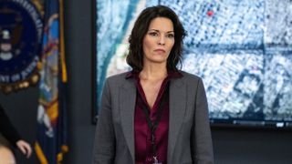 Alana De La Garza as Special Agent in Charge Isobel Castille in the office in FBI season 6
