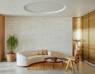 A living room with a recessed light