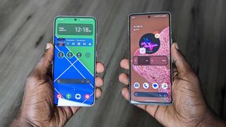 The Galaxy S23 and Pixel 7 home screens