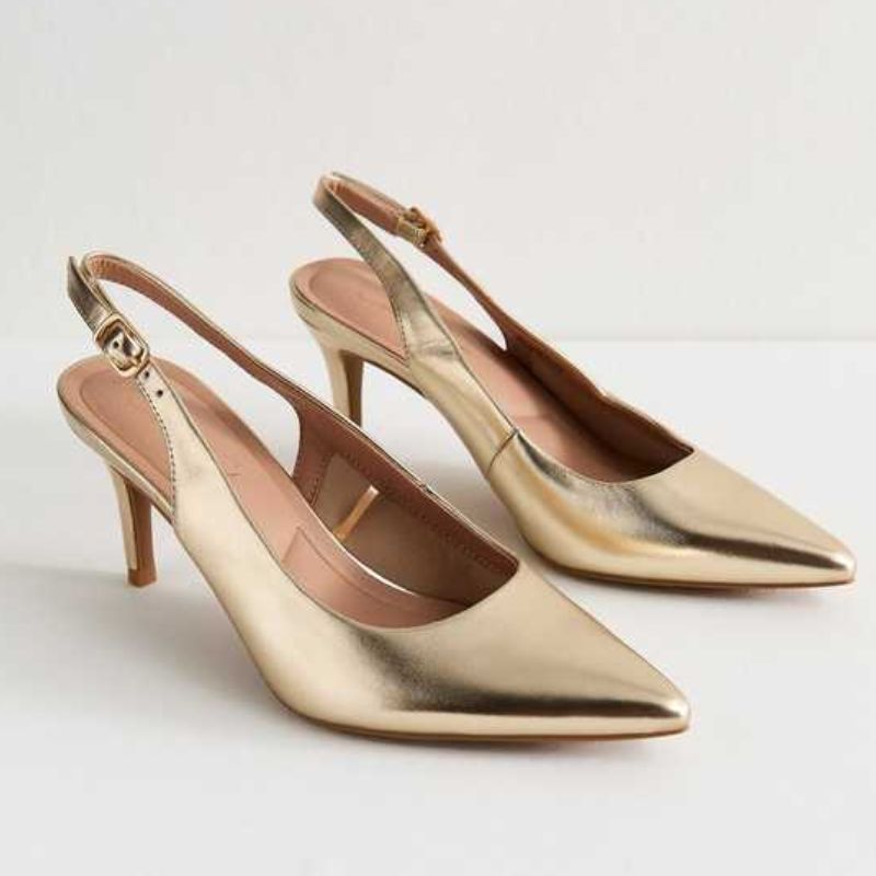 New Look gold slingback heels