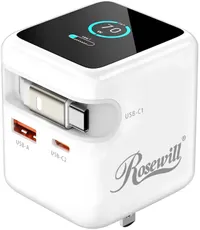 Rosewill 70W Retractable USB-C Wall Charger with display Rosewill 70W Retractable USB-C Wall Charger with display