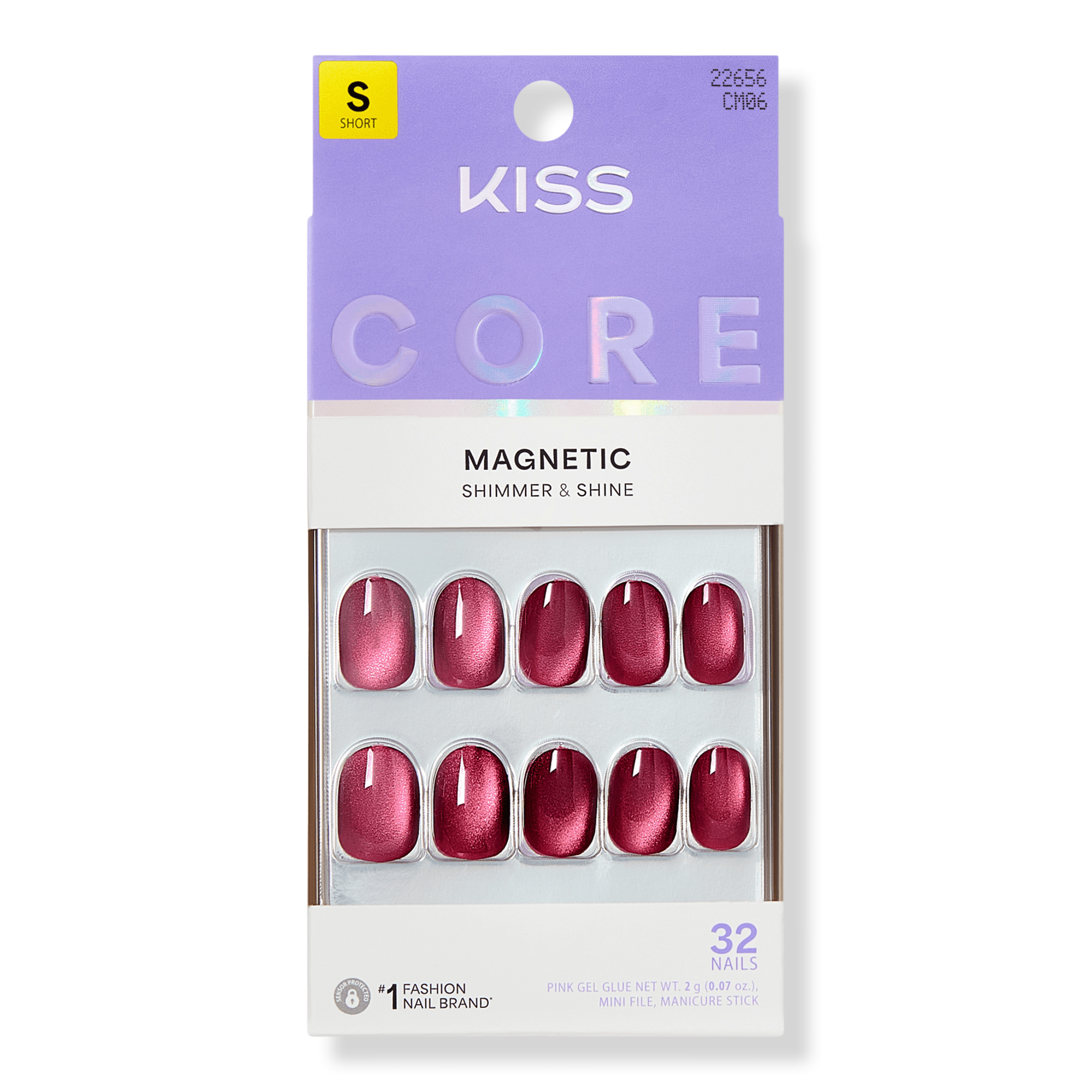 Core Magnetic Short Round Press on Nails, Flaming