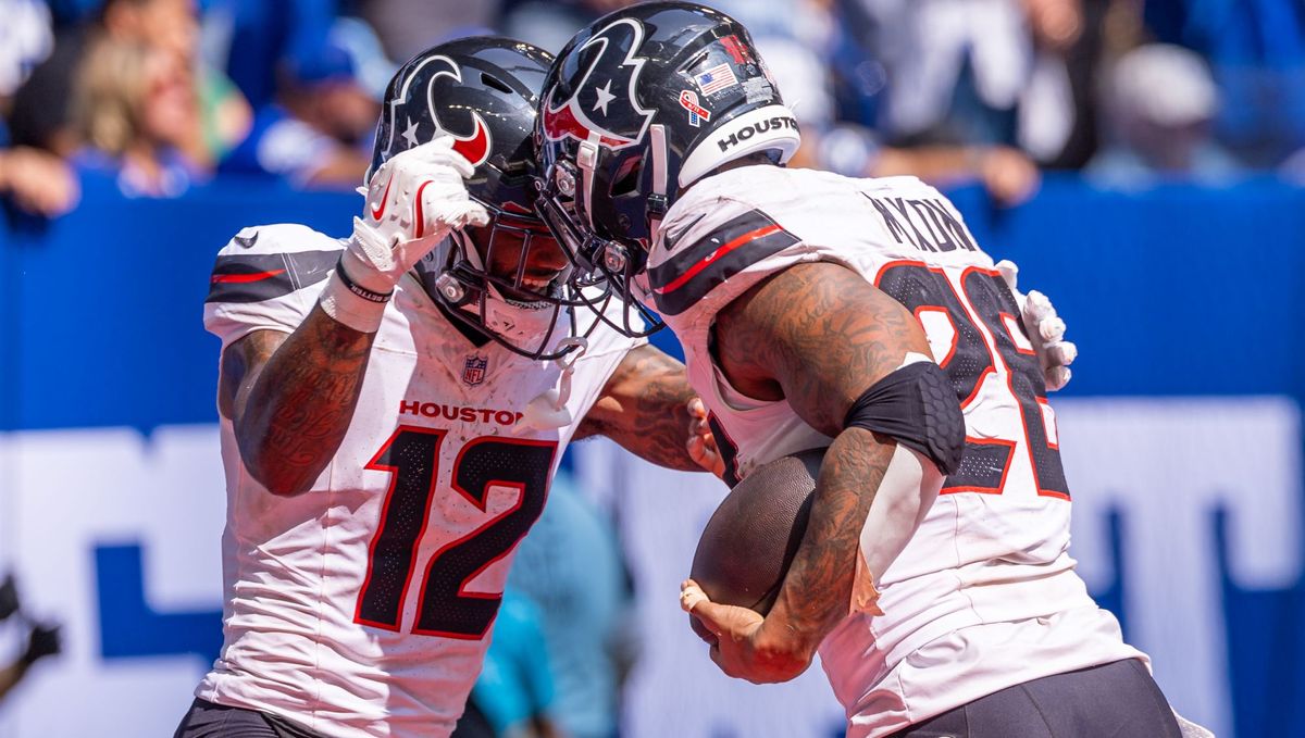 Houston Texans&#039; Nico Collins and Joe Mixon