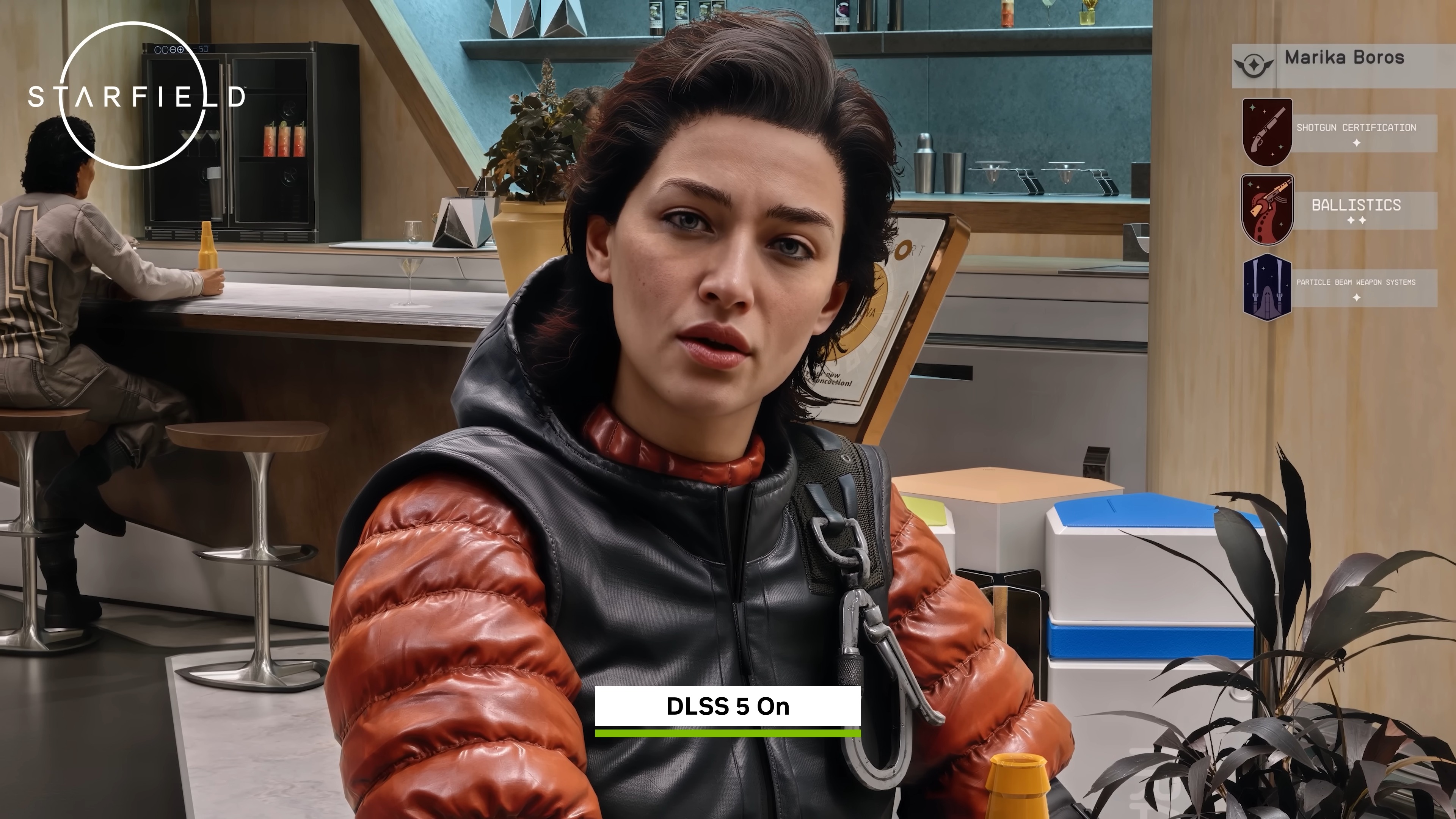 An image of a character from Starfield with DLSS 5 toggled on