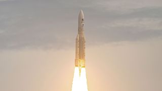 Europe's Ariane 5 rocket lifts off with Europe's Jupiter explorer JUICE on Friday, April 15.