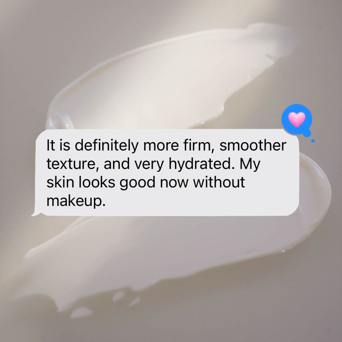 An image of Lori Brascia's text to Alyssa Brascia on a backdrop of skincare swatches.