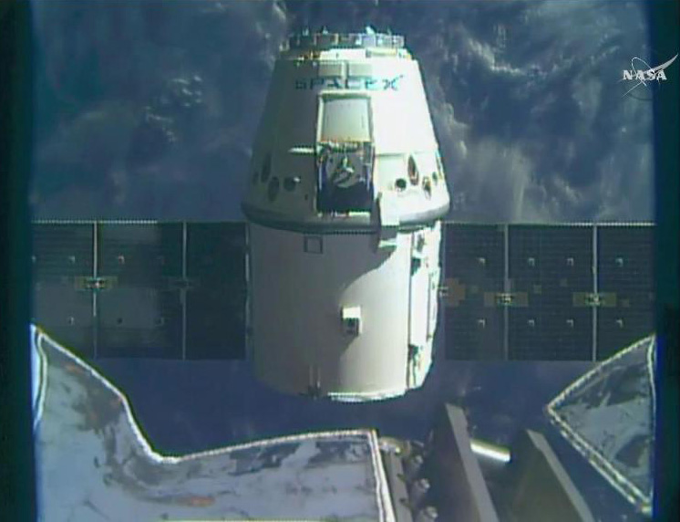 A SpaceX Dragon capsule is seen just after being released by the International Space Station&#039;s robotic arm on March 19, 2017 as capsule begins the trip back to Earth. The Dragon capsule delivered 5,500 lbs. of supplies to the space station and was returni