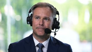 Trevor Immelman broadcasting for CBS Sports at the 2024 Memorial Tournament