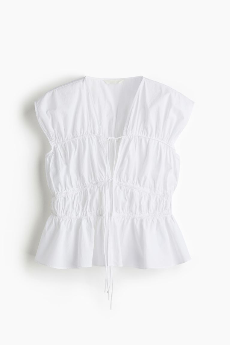 Drawstring Poplin Blouse