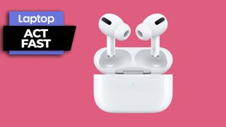 AirPods Pro 2 hovering above open case with Act Fast deal badge