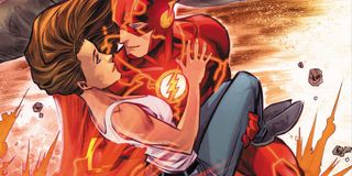 Iris West and The Flash looking into each other's eyes in the comics