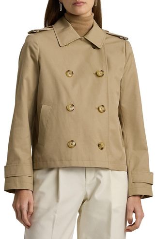 Short Cotton Blend Trench Coat