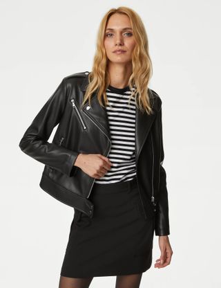 M&S Faux Leather Biker Jacket