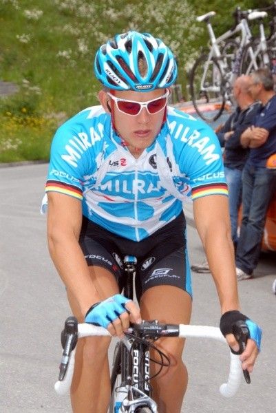 Gerald Ciolek (Milram) checks his SRM prior to Tour de Suisse stage three.