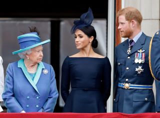 Queen Elizabeth talks to Meghan Markle, Prince Harry