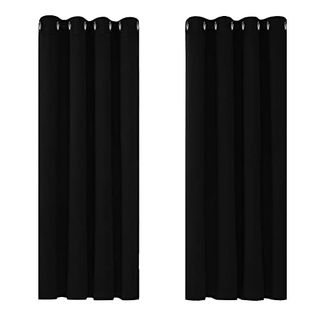 Deconovo Blackout Curtains Bedroom Super Soft Thermal Insulated Curtains Blackout Eyelet Blackout Curtains for Living Room 46 X 54 Inch Black 2 Panels