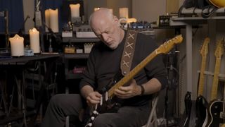 David Gilmour playing a Fender Strat 