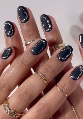 Black chrome nail designs