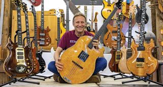 Tom Lieber, luthier of choice for Jerry Garcia, sits with some of his wildest creations, and holds a bass like you have never seen before.