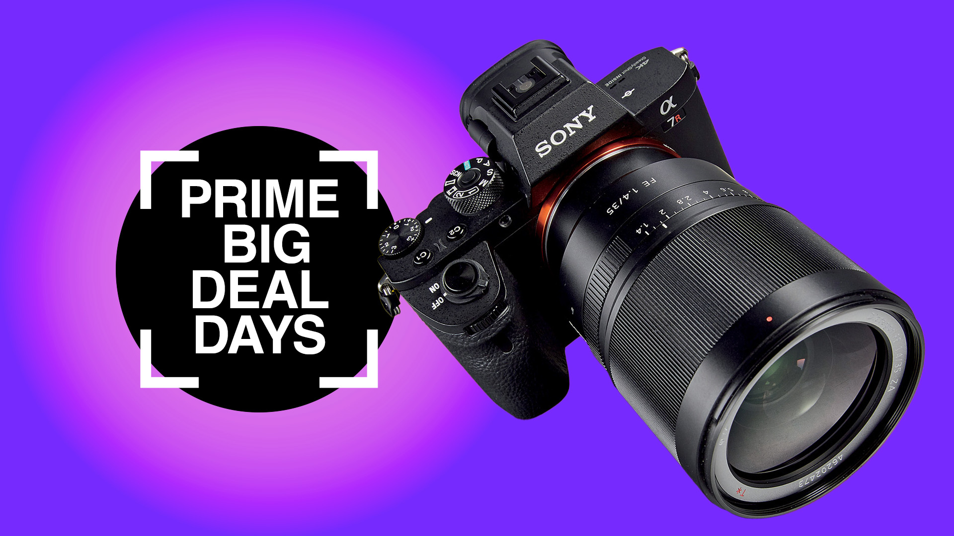 Amazon Prime Big Deal Days header with Sony A7R camera