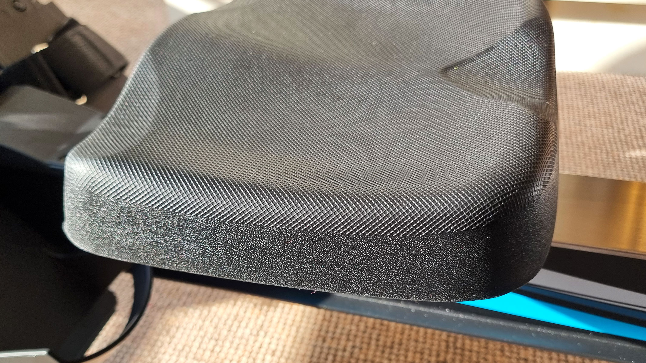A close up of the seat of the NovaRow R50.