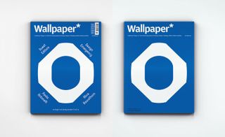 Studio Frith’s newsstand (left) and limited-edition covers for the October 2020 issue of Wallpaper*, featuring the Design Emergency logo and bespoke typeface in signature blue and white