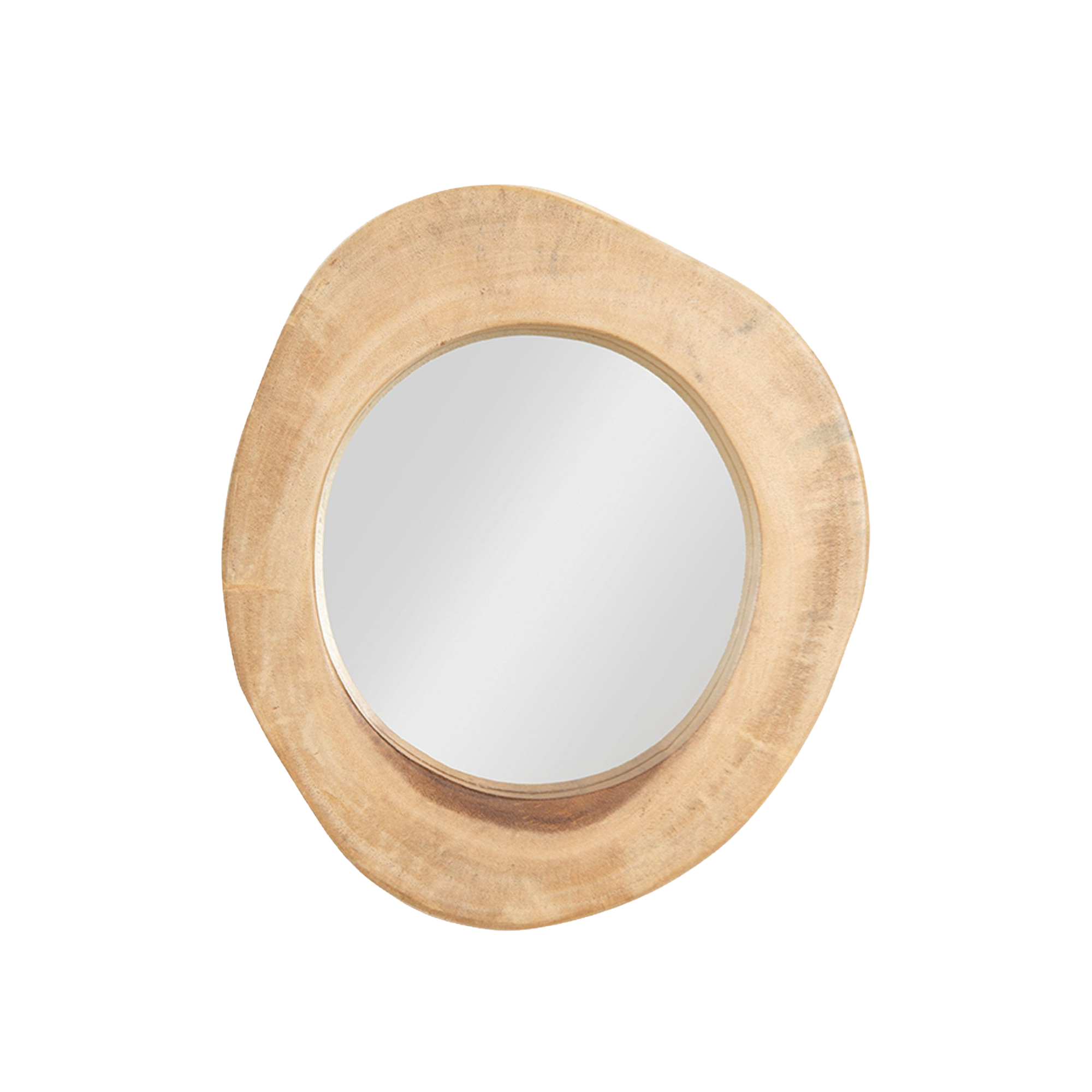 a small mirror with a wooden frame