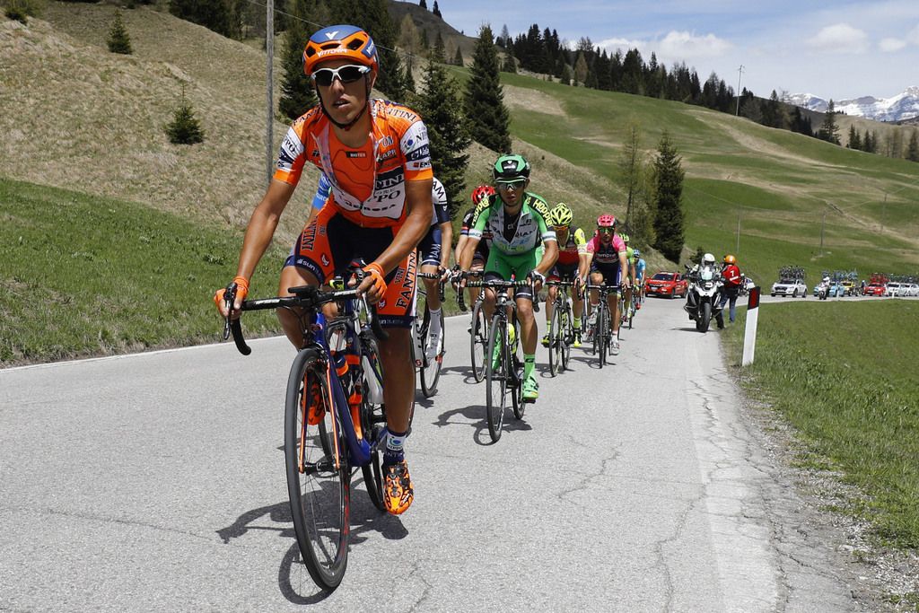 Giacomo Berlato before succumbing to fatigue during stage 14