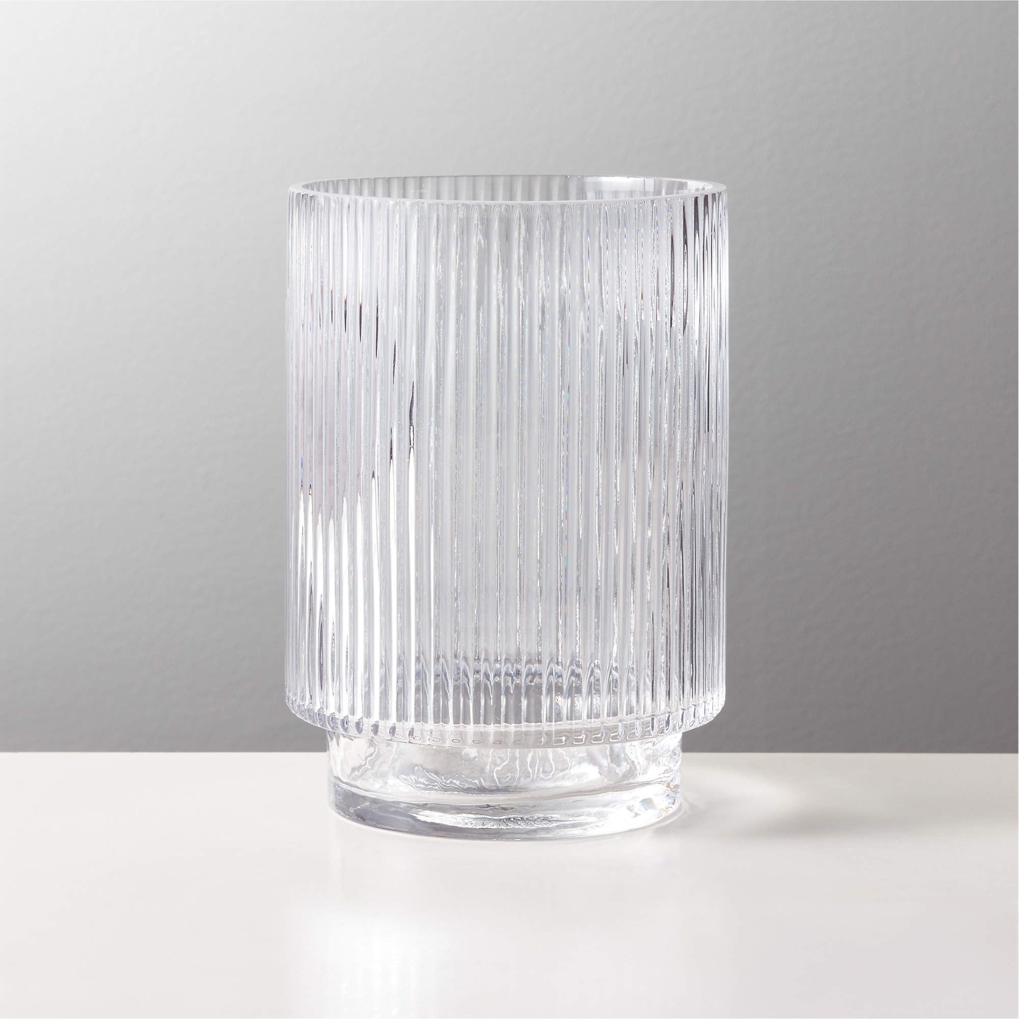 Tall fluted glass vase