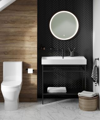 Japandi style bathroom with neutral mono colour palette and natural materials