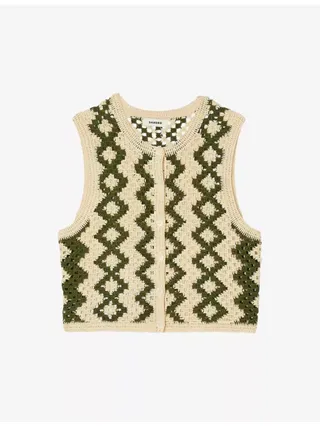 Zig-Zag Weave Crochet-Knit Cardigan