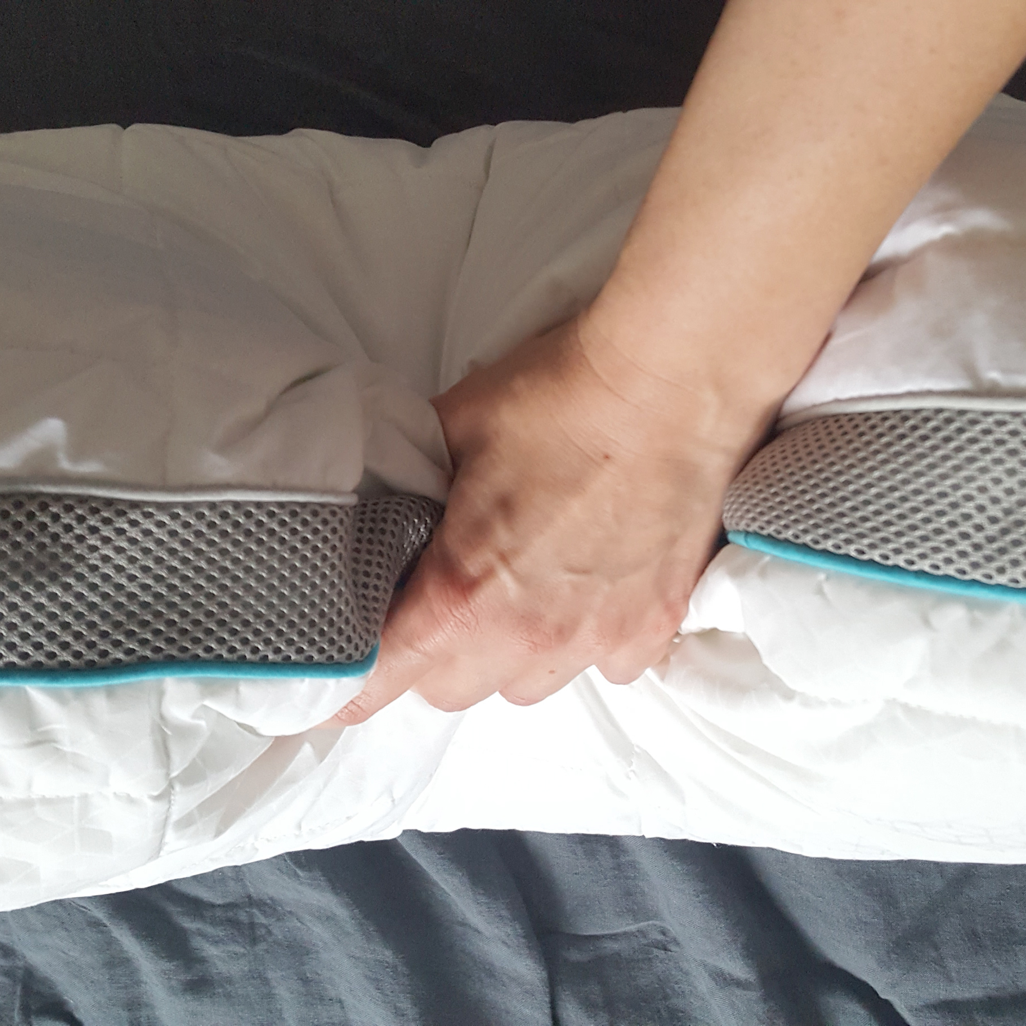 The SImba Hybrid Pillow being tested