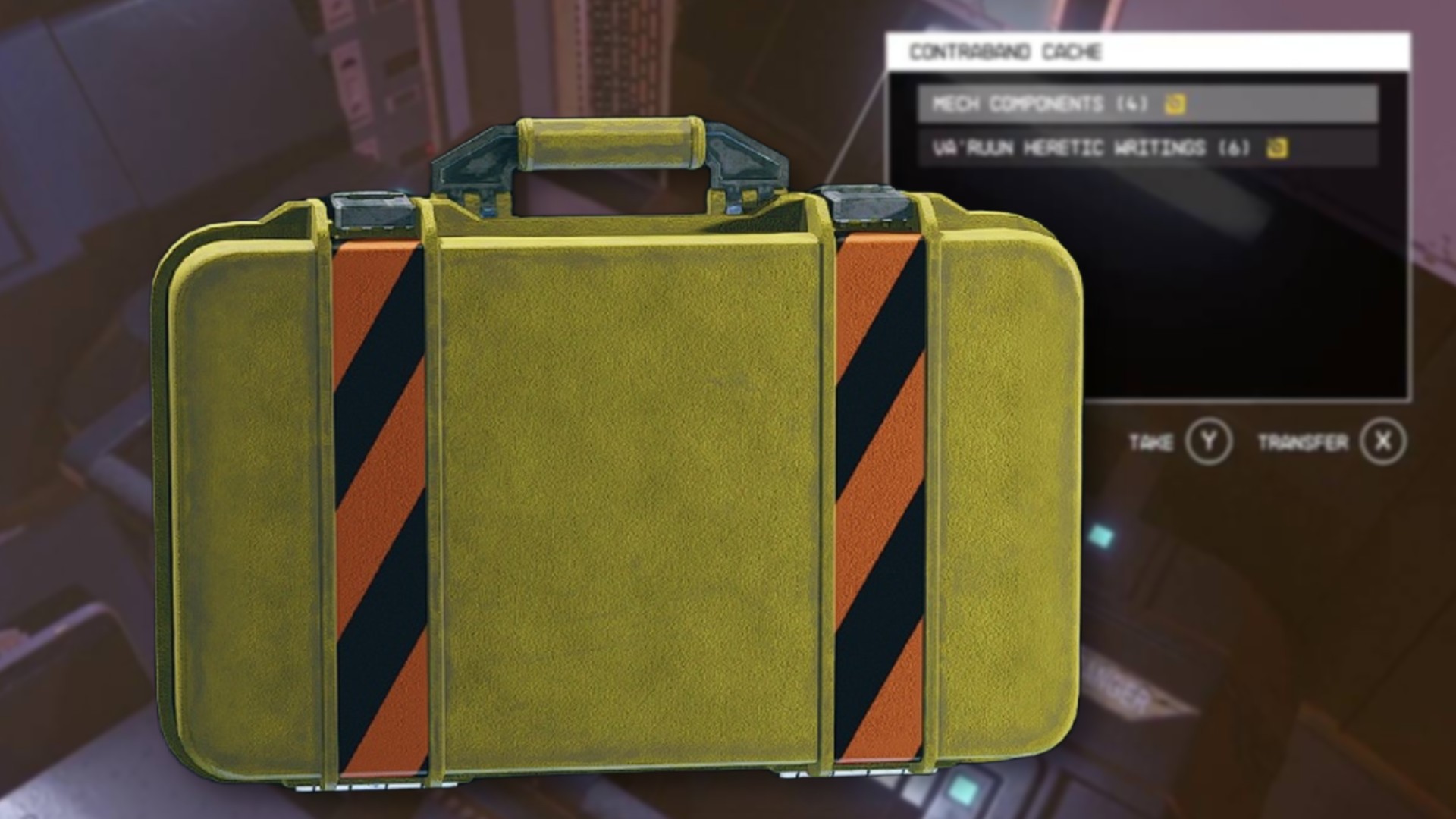 A yellow Starfield Contraband cache.