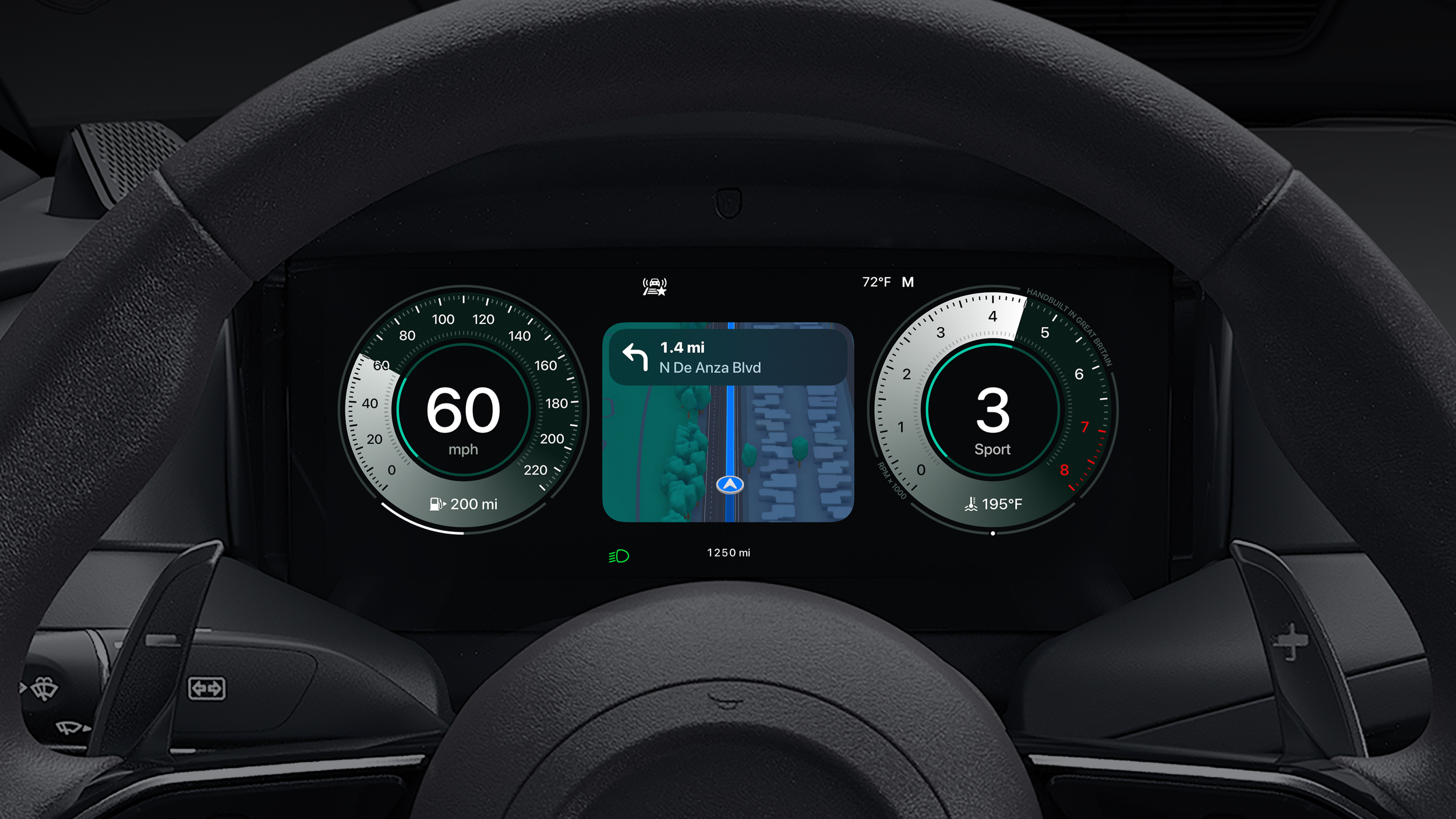 A car interior showing Apple CarPlay Ultra