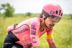 Lachlan Morton (EF Education-EasyPost) riding at the front of Unbound Gravel 200, 2024