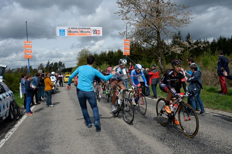An Ag2r-La Mondiale soigneur on bidon duty