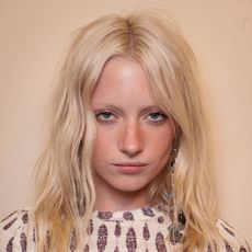 Model at an Isabel Marant fashion show with super blonde hair