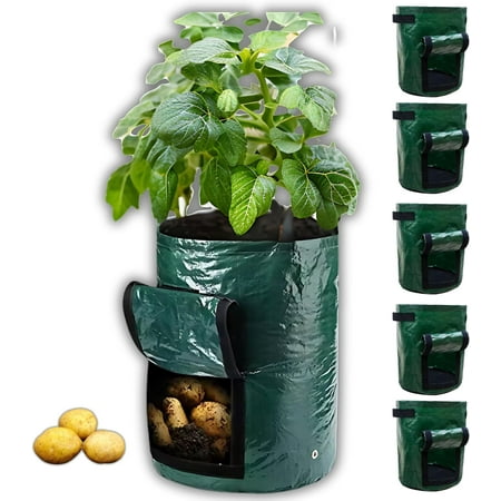 Potato Grow Bags 10 Gallon 5 Pack Grow Bags Potato Bags for Growing Potatoes Plant Grow Bags Potato Growing Bags Garden Bags to Grow Vegetables Potato Planter 10 Gallon Potato Grow Bags