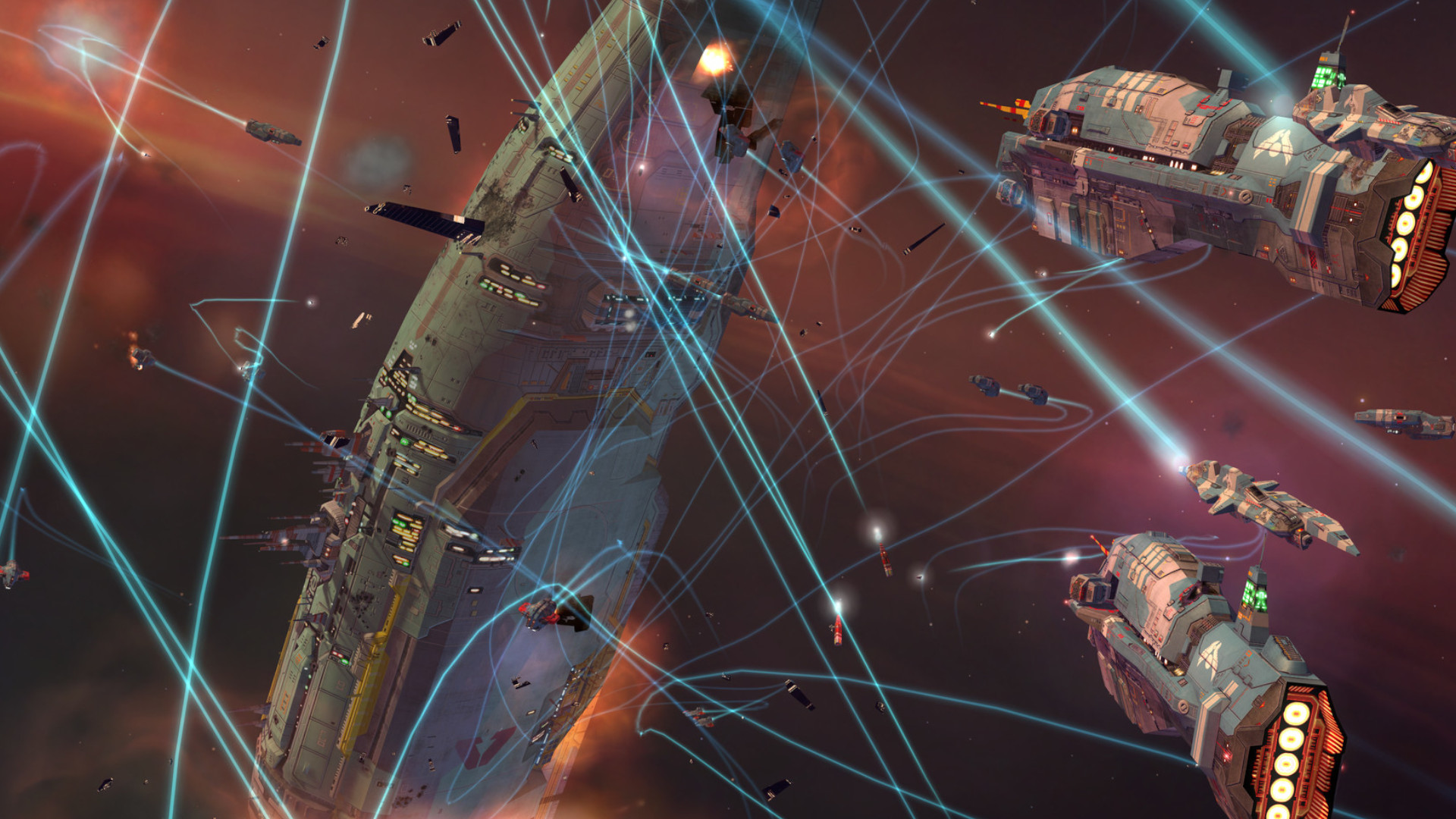 A screenshot of a space battle during one of the best Gearbox games, the Homeworld Remastered Collection